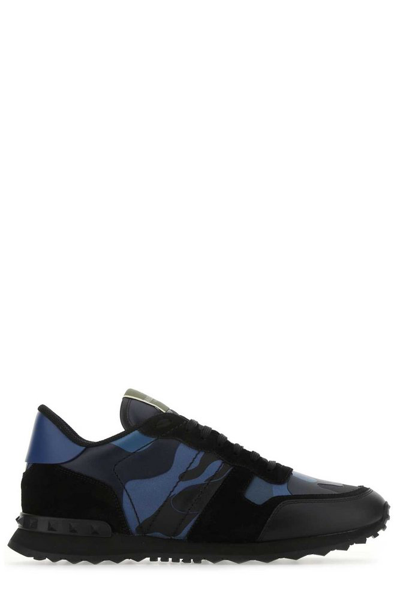 Valentino Garavani Rockrunner Camouflage Sneakers In Bluette-marine/nero/nero-new Baltiq