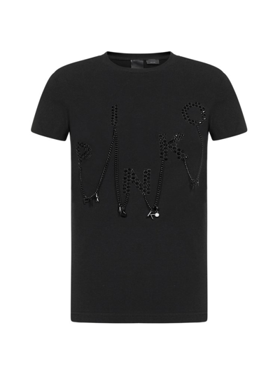 Pinko Logo-charm Detailed T-shirt In Black