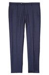 Zanella Parker Plaid Flat Front Wool Pants In Navy