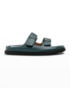 Rodd & Gunn Men's Palm Park Leather Slide Sandals In Bottle Green