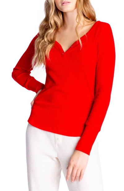 Pj Salvage Rib Henley In Red