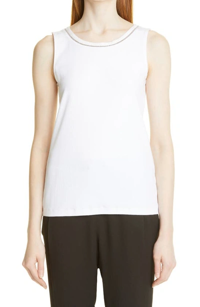 Fabiana Filippi Fabianna Fillippi Beaded Stretch Cotton Tank In White