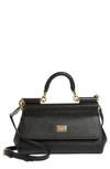 Dolce & Gabbana Small Sicily East West Leather Satchel In 80999 Nero