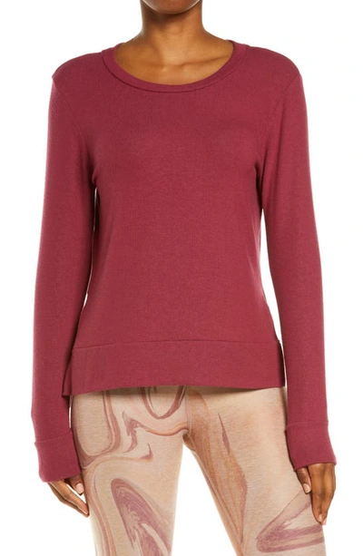 Beyond Yoga Side Slit Pullover In Garnet Red