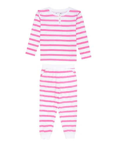 Sant And Abel Kids' Girl's 2-piece Striped Pajama Set In Pink