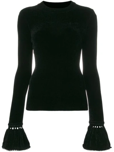 Alexander Wang Embellished Knit Top In Black