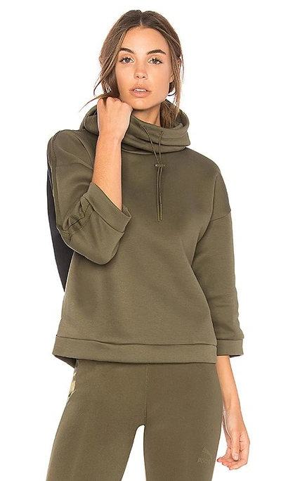 Puma Funnel Neck Hoodie In Olive