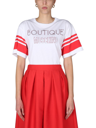 Boutique Moschino White Logo-print Cotton T-shirt