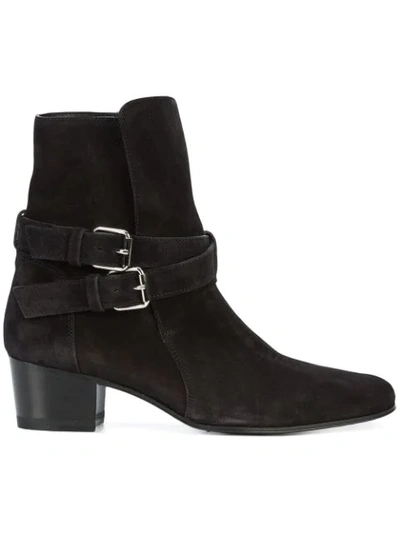 Amiri Buckle Ankle Boots In Black