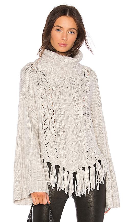 Cupcakes And Cashmere Prilla Fringe Cowl Neck Sweater In Latte