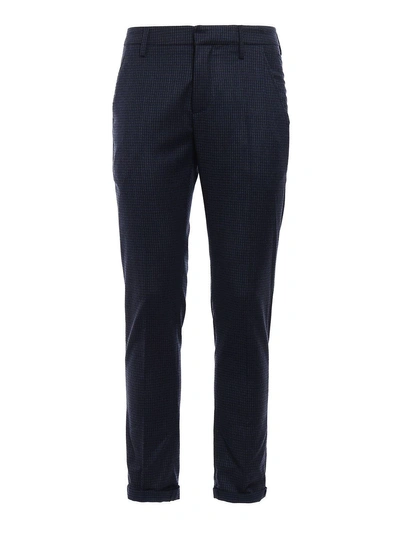 Dondup Gaubert Gingham Wool Trousers In Blue