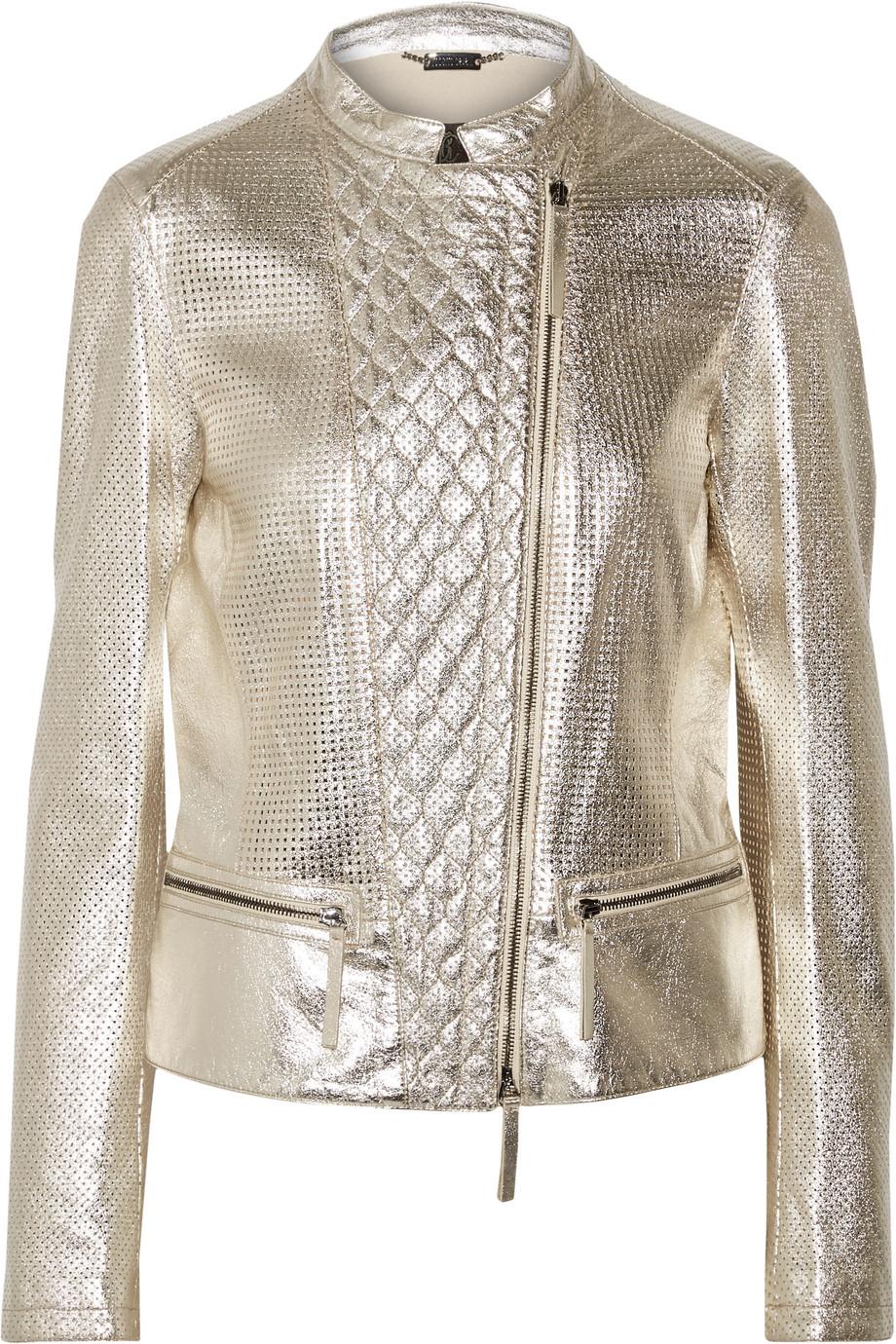 Roberto Cavalli Metallic Paneled Laser-cut, Quilted And Cracked-leather ...