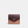 Coach Small Colorblock Leather Bifold Wallet In Stone/melon Multi/silver