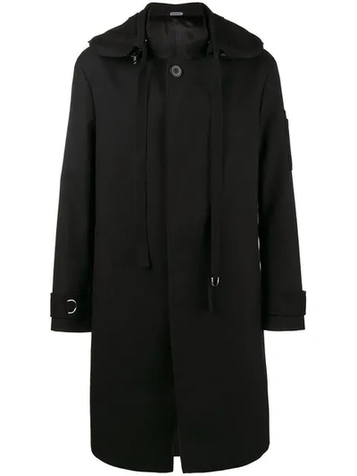 Lanvin Single-breasted Hooded Wool-twill Coat In Black