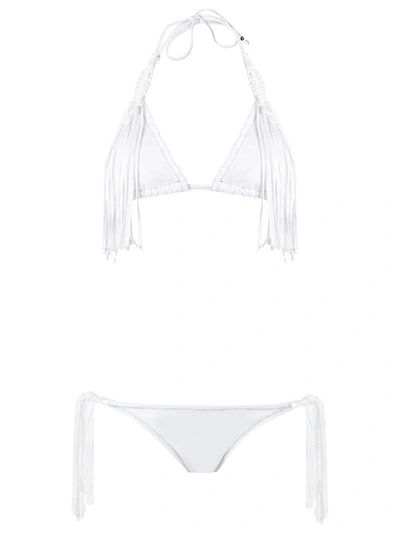 Amir Slama Fringed Bikini Set In White