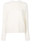 Helmut Lang Crewneck Sweater In Brushed Ivory Wool In White