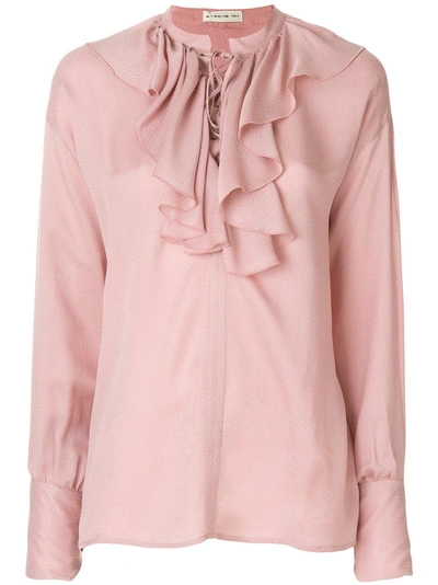 Etro Ruffled Lace-up Blouse - Pink