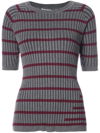 Alexander Wang T T By Alexander Wang Striped Knitted Top - Grey