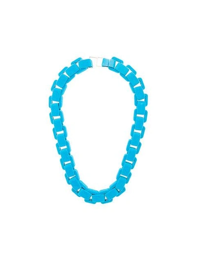 Wanda Nylon Flocked Chain Choker Necklace - Blue