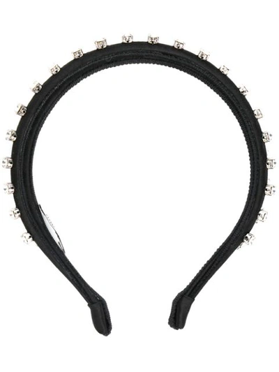 Miu Miu Crystal-embellished Double Headband In Black
