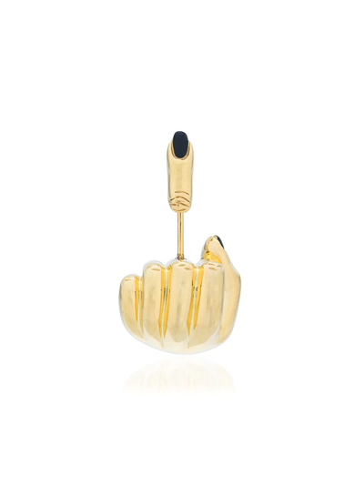 Anissa Kermiche Gold-plated Sterling Silver And Black French For Goodnight Single Earring In Gold,