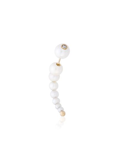 Anissa Kermiche 14k Yellow Gold Corne De Gazelle Pearl Earring In White