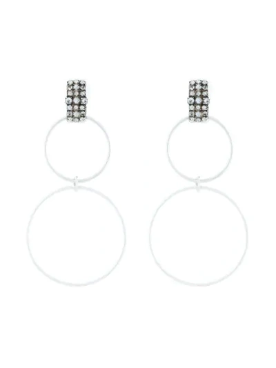 Dannijo Dido Double Hoop Swarovski Crystal Earrings In Metallic