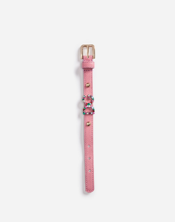 Dolce & Gabbana Leather Bracelet With Patch In Pink | ModeSens