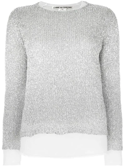 Comme Des Garçons Silver Metallic Layered Sweater