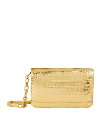 Nancy Gonzalez Metallic Crocodile Wallet Bag In Gold