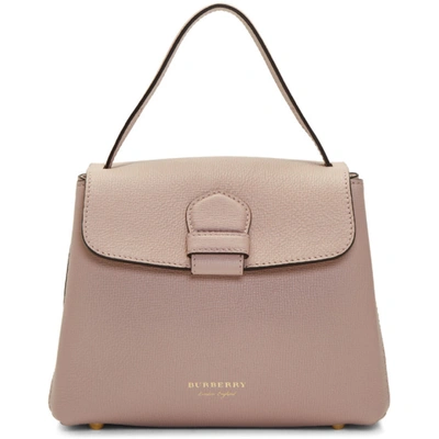 Burberry Small Grainy Leather And House Check Tote Bag In Pale Orchid Pink/gold