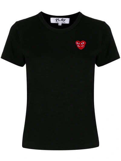 Comme Des Garçons Play Short-sleeved Heart Patch T-shirt In Black