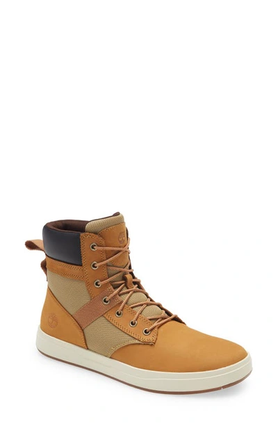 Timberland Men's Davis Square Leather Boots In Wheat Nubuck