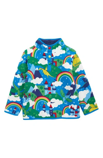 Boden Kids' Reversible Cotton Blend Sweatshirt In Starboard Blue/ Magical Castle