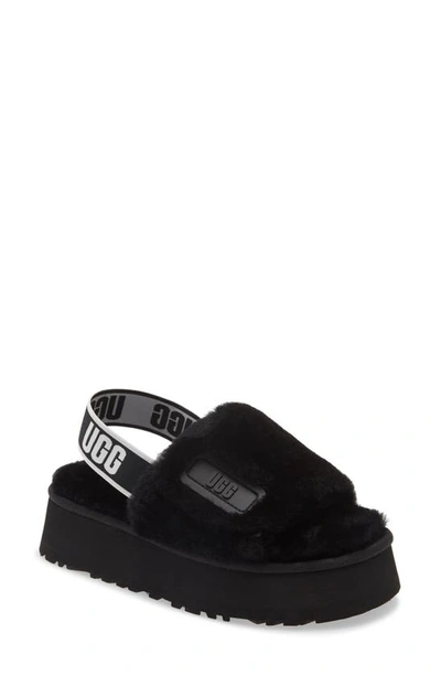 Ugg Disco Genuine Shearling Slingback Slipper In Black
