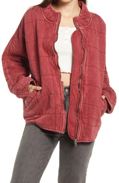 Free People Dolman Sleeve Quilted Jacket In Cherry Juice