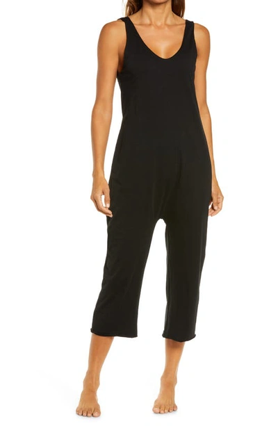 Lunya Organic Pima Cotton Crop Jumpsuit In Immersed Black