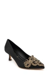 Something Bleu Sabrina Jeweled Kitten-heel Pumps In Blk