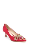 Something Bleu Sabrina Jeweled Kitten-heel Pumps In Lipstick