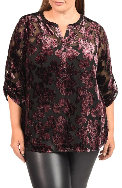 Daniel Rainn Velvet Burnout Top In Purple