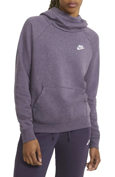 Nike Essential Knit Hoodie In Dark Raisin/ Heather/ White
