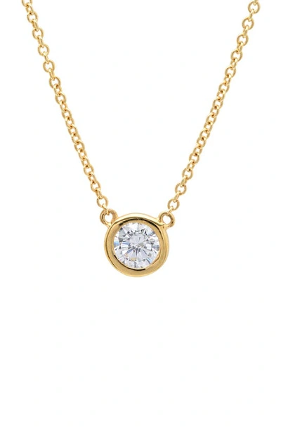 Crislu Cubic Zirconia Bezel Pendant Necklace In 18kt Yellow Gold