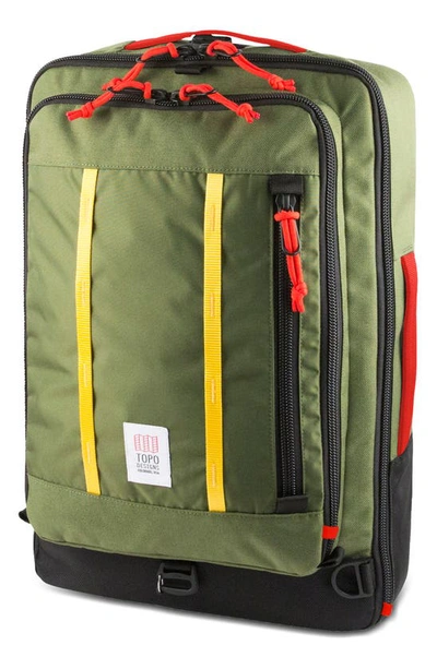 Topo Designs Travel Backpack In Olive/ Red
