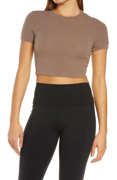 Alo Yoga Pure Thermal Crop Top In Hot Cocoa