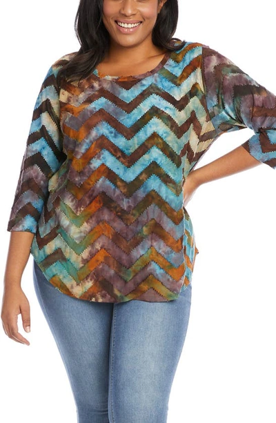 Karen Kane Tie Dye Burnout Shirttail Top In Tie-dye