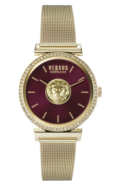 Versus Women's Brick Lane Mesh 34mm Ip Gold Stainless Steel Bracelet Watch