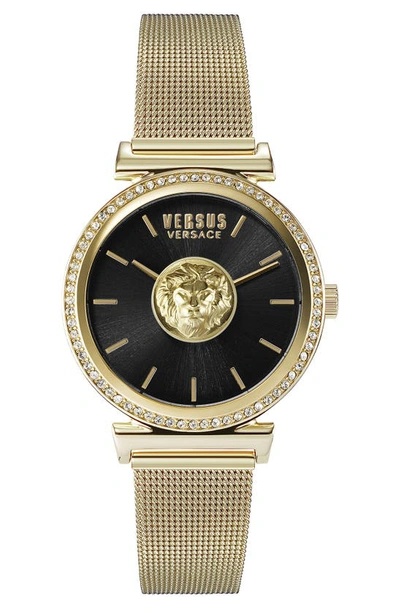 Versus Brick Lane Mesh Strap Watch, 34mm In Black/gold