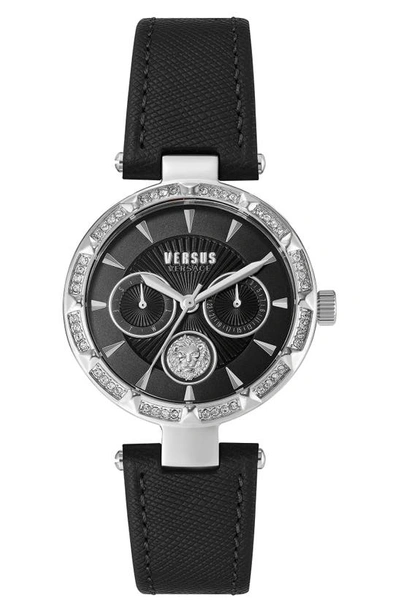 Versus Sertie Leather Strap Watch, 36mm In Stainless Steel