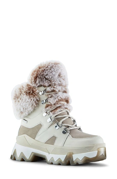 Cougar Warrior Mix-leather Snow Boots W/ Faux-fur Trim In Ice/ Mushroom