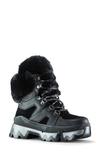 Cougar Warrior Mix-leather Snow Boots W/ Faux-fur Trim In Black